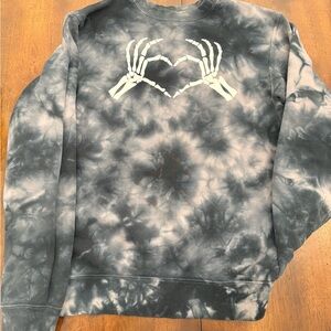 Skeleton Heart Tie-Dye Crewneck Sweater